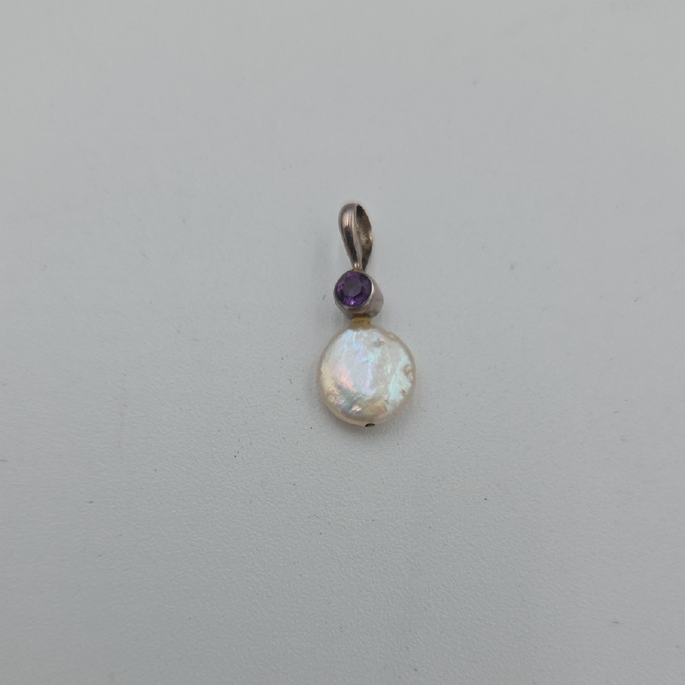 Small Sterling Silver Pearl Pendant